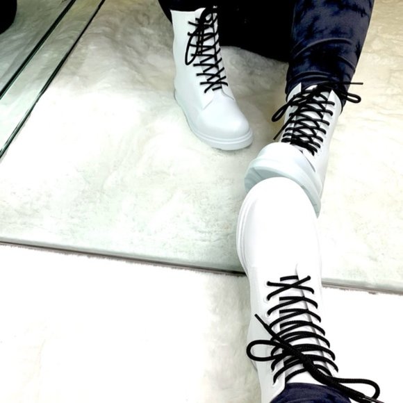 Matte White Combat Boot - Picture 3 of 5